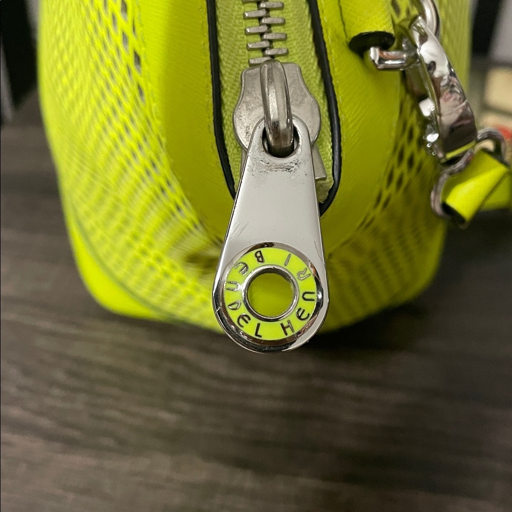 Henri Bendel Rare Neon Yellow Mesh Tote with Silver-Tone Charm - Picture 10 of 15